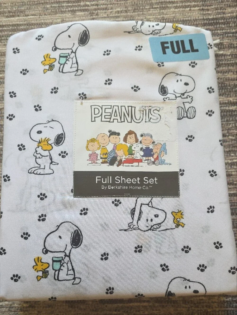 Full Size New Peanuts Snoopy & Woodstock Pet Sheet Set - White, Black & Yellow